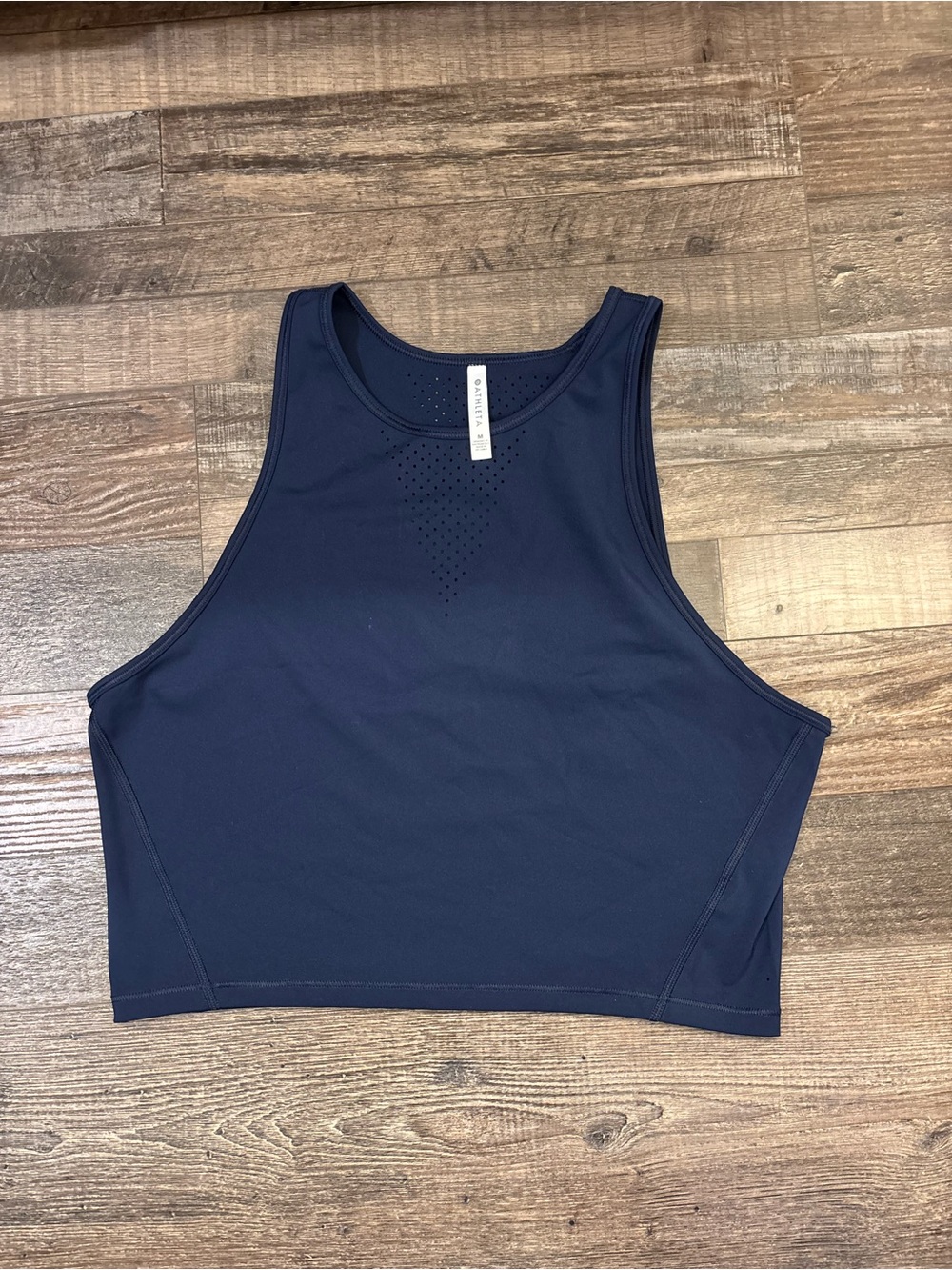 Athleta Navy High-Neck Crop Tank